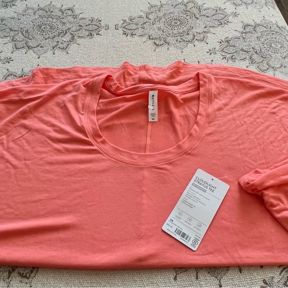 NWT $54 Athleta Stratus Breezy Stripe Muscle Tee Size 3X Women’s Orange